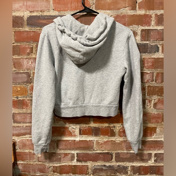 Brandy Melville Cropped Full Zip Hoodie Sweatshirt Women's One Size Gray - Picture 2 of 3